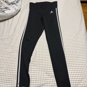 Adidas Black Leggings with White Stripes